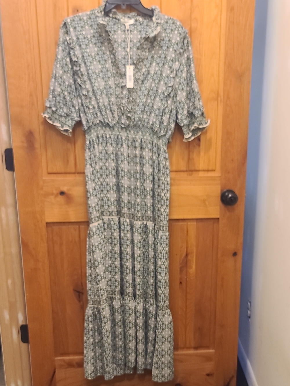Max Studio Green Floral Maxi Dress - Elegant Tiered Women's Dress
